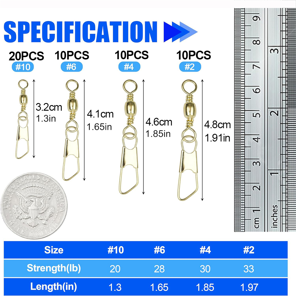 50Pcs Gold Fishing Barrel Swiv - Fishing Lure Accessories avaliação e preço