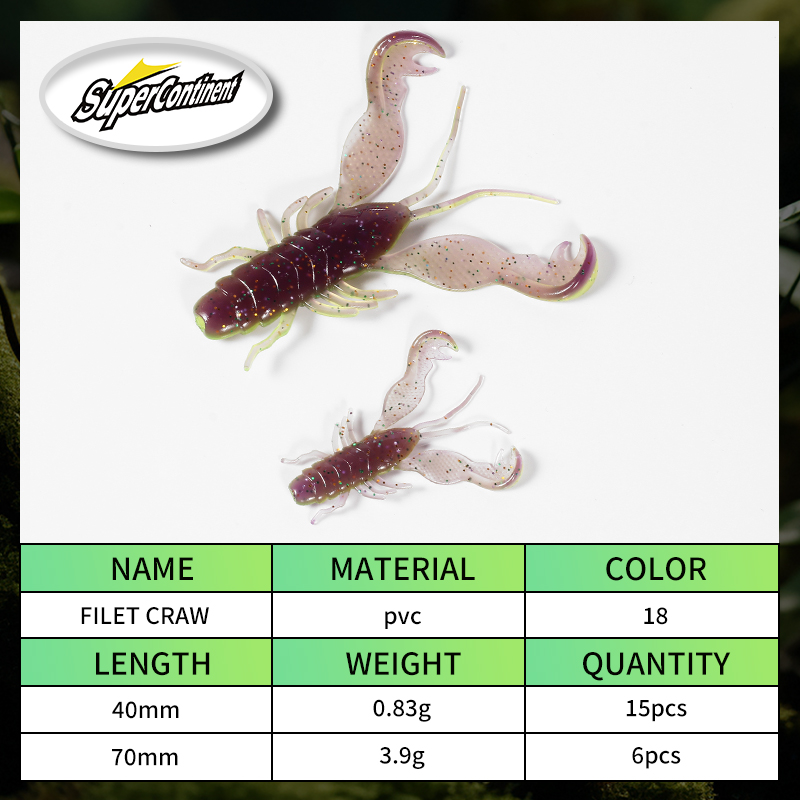 2023 Supercontinent Filet Craw - Fishing Lure Soft Plastic avaliação e preço